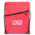 Polyester Drawstring Backpack W/Zipper Pocket